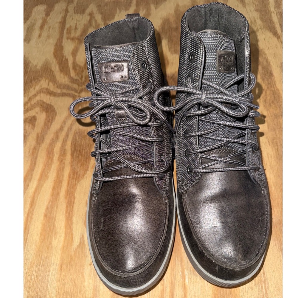OluKai Molina Mens Chukka Boots Charcoal Gray Leather Size 10.5 10501
